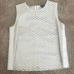 Theory laser cut sleeveless leather top
